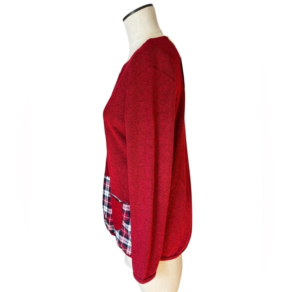 NWT Meinike Asian Made Red Plaid Layered Vintage Inspired Tunic Sweater Sz 42 XL - Picture 3 of 12